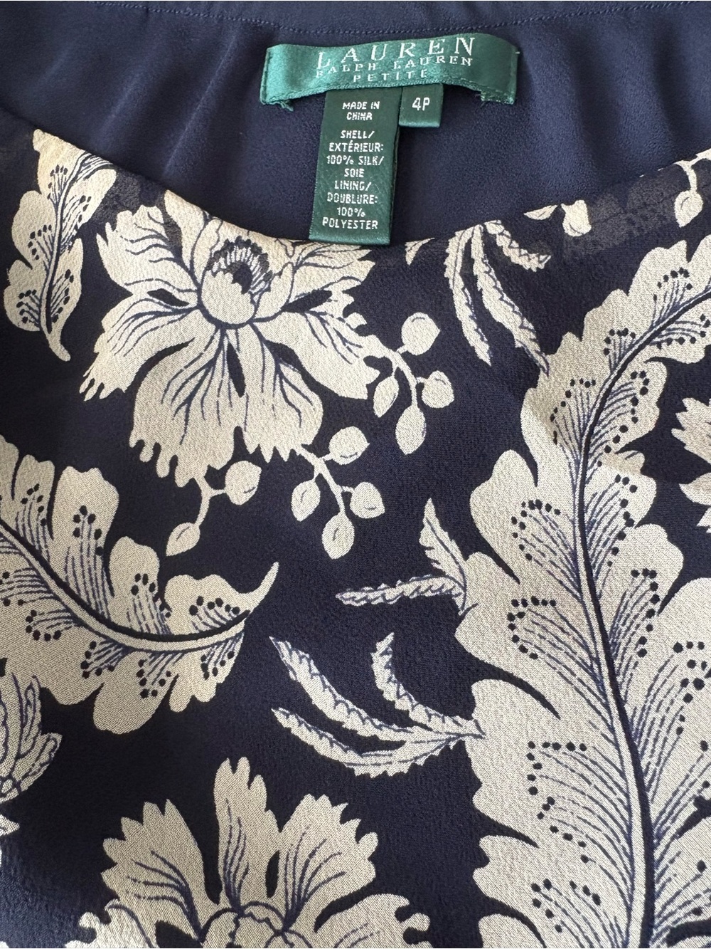 Lauren Ralph Lauren Black and Cream Asymmetrical Floral Midi Skirt - Picture 4 of 4